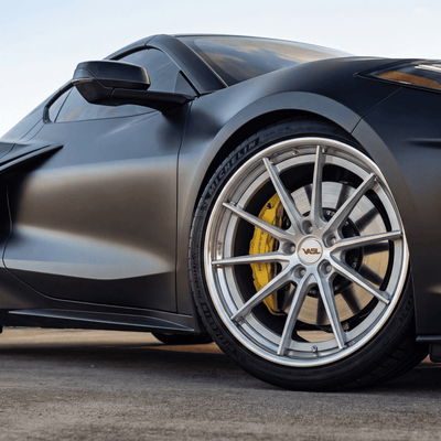 Corvette custom forged wheels with a flush fitment. custom built to order based on your vette specs.