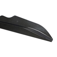 Close-up of Corvette C8 carbon fiber side skirt showing weave pattern and surface finish

