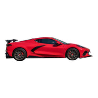 Close-up of VASL Carbon Fiber High Wing Spoiler showing weave, 3D structure, and aerodynamic contours for Corvette C8 Z51