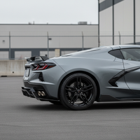 Corvette C8 Z06 rear view with VASL Performance carbon fiber rear diffuser installed, showcasing aggressive rear styling and perfect fitment