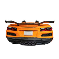 Corvette C8 Z06 equipped with VASL carbon fiber rear diffuser, emphasizing rear bumper integration and aerodynamic profile