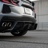 Corvette C8 Z06 rear view with VASL Performance carbon fiber rear diffuser installed, showcasing aggressive rear styling and perfect fitment