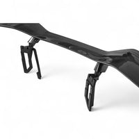 Side view of VASL carbon fiber high track rear spoiler installed on Corvette C8 Z06, highlighting aggressive aerodynamic design