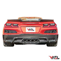 Corvette C8 Z06 in outdoor performance setting with VASL carbon fiber rear spoiler, highlighting rear stance and sporty profile