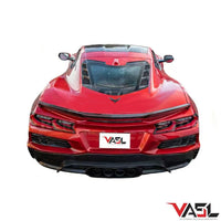 Corvette C8 Z06 in outdoor performance setting with VASL carbon fiber rear spoiler, highlighting rear stance and sporty profile