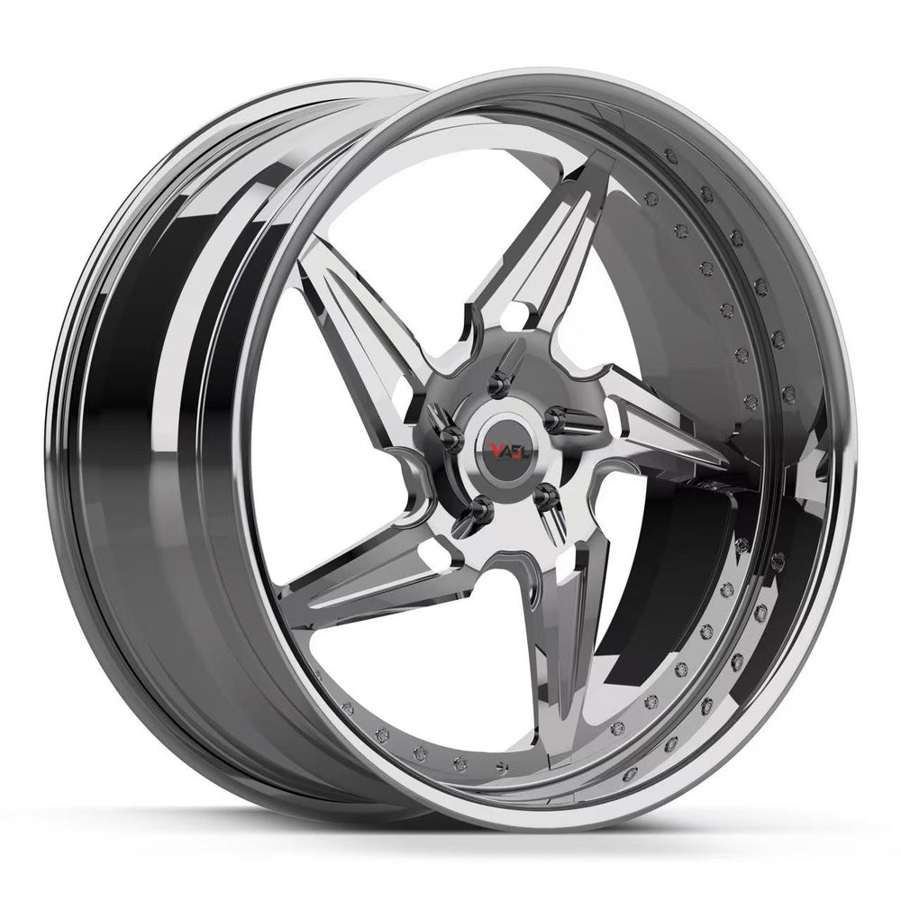 VASL Performance VP11 chrome 5-spoke deep dish forged wheels for Corvette C8 Z06 E-Ray