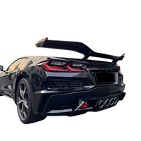 Black Corvette C8 Z06 with VASL Performance Z07-style carbon fiber high wing spoiler