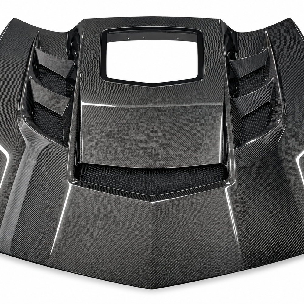 VASL Vented Pre-Preg Carbon Fiber Hood with Window | 2014–2019 Corvette C7 Stingray / Z51 / Z06 / Grand Sport