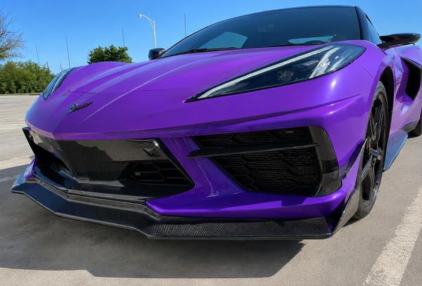 VASL Corvette C8 Stingray 5VM Carbon Fiber Front Splitter Installed