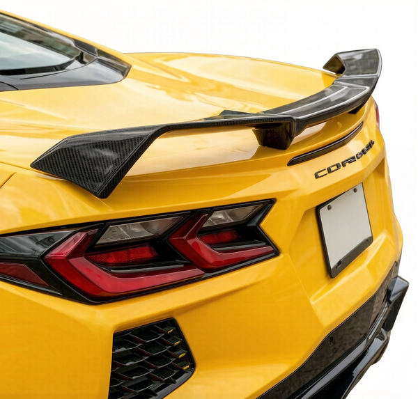 VASL Corvette C8 Stingray Carbon Fiber Z51-Style Rear Spoiler Installed