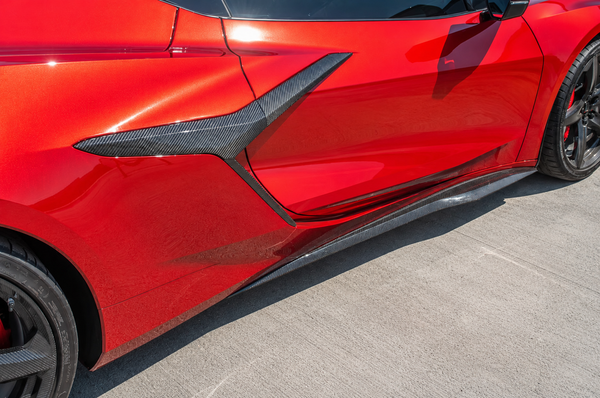 VASL Performance carbon fiber side skirts installed on Corvette C8 Z06 E-Ray