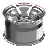 Classic polished aluminum with red trim aftermarket wheels for Corvette C8, 6 spoke and super concave style-VASL Performance 