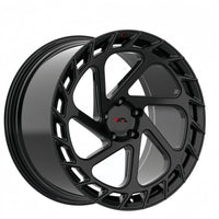 Gloss black VASL VP02 directional forged concave wheels for Corvette C8 – rear angle showcase