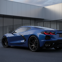 Close-up of VASL VP02 forged concave wheel on a Chevrolet Corvette C8, highlighting the concave design, finish, and precise fitment