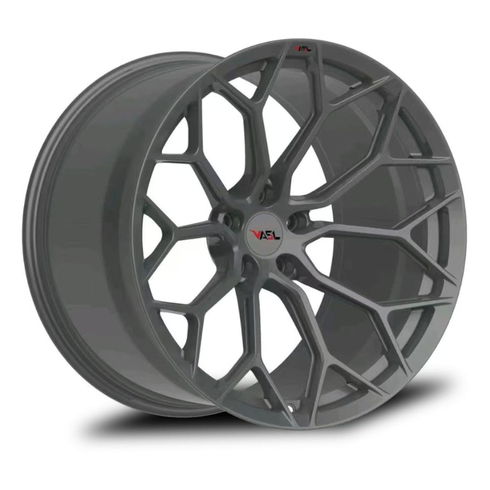 3D render of VP03 Concave Corvette C8 custom wheels by VASL Performance, showing detailed concave design and polished surface