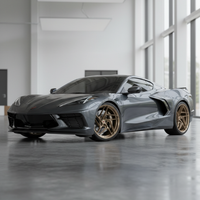 Close-up of VP05 forged monoblock custom wheels on a Chevrolet Corvette C8, highlighting wheel spokes, finish, and fitment