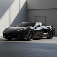 Close-up of VASL VP07 Forged Monoblock C8 forged wheels on a Chevrolet Corvette C8, highlighting lightweight monoblock design and chrome finish