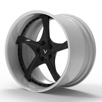 Deep lip forged wheels Corvette custom fitment performance build with gloss black and white finish.