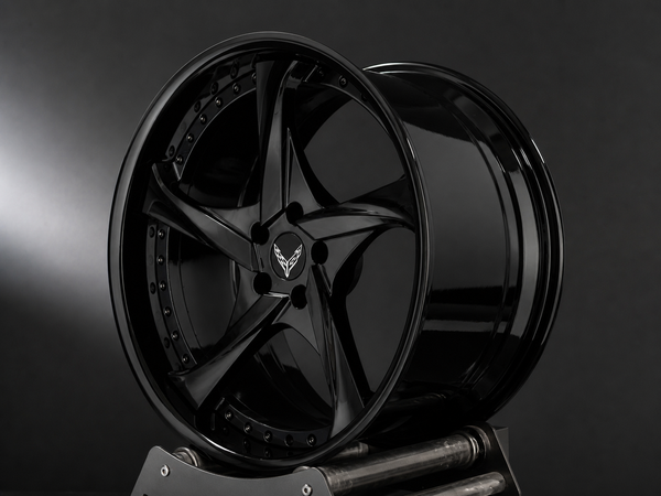 Corvette C8 E-Ray black wheels 5 spoke deep dish rims