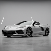 Chevrolet Corvette C8 with VASL VP08 2-piece forged wheels, emphasizing aggressive stance, deep dish profile, and high-performance fitment