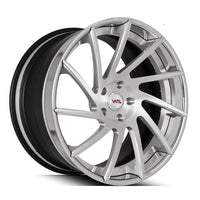 Close-up of VASL VP10 forged 2-piece custom wheel on Chevrolet Corvette C8, highlighting lightweight forged construction and precise fitment