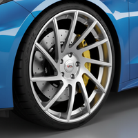 Close-up of VASL VP10 forged 2-piece custom wheel on Chevrolet Corvette C8, highlighting lightweight forged construction and precise fitment