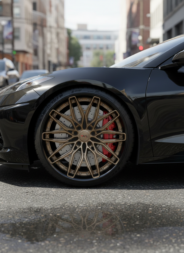 Corvette C8 fitted with VP12 forged 2-piece custom wheels aftermarket setup