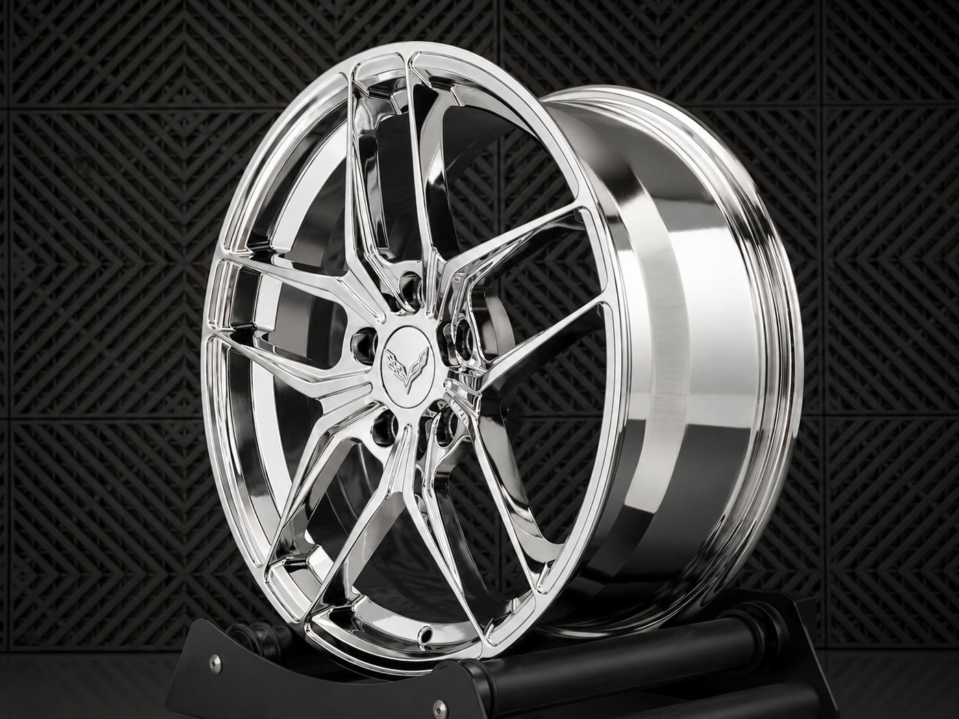 C6 Corvette aftermarket wheels in chrome finish