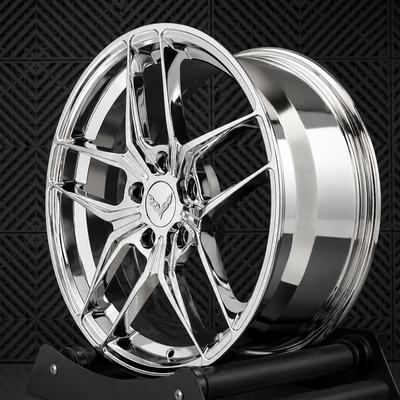 C6 Corvette aftermarket wheels in chrome finish