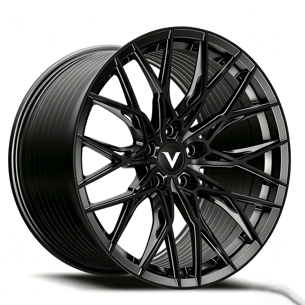 VASL Performance VP23 matte black multi-spoke deep concave forged wheels for Corvette C8 Stingray