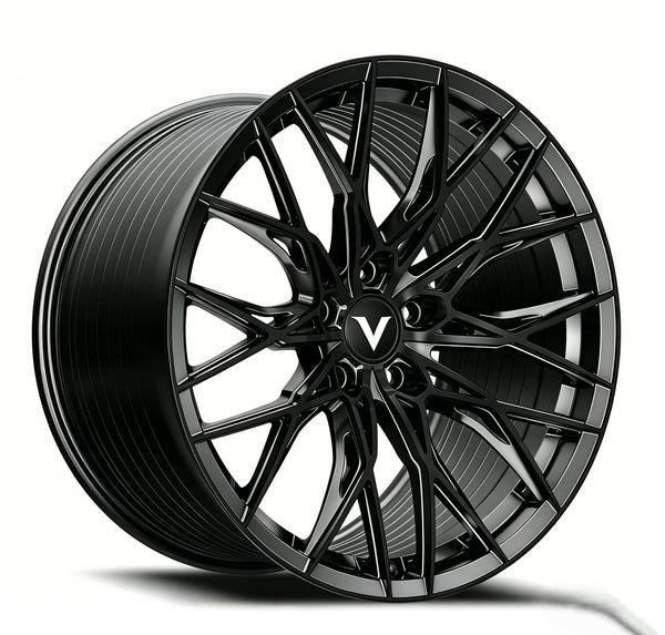 black multi spoke concave aftermarket wheels for corvette c8 stingray deep concave design