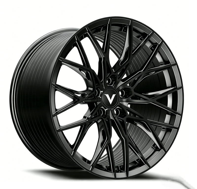 black multi spoke concave aftermarket wheels for corvette c8 stingray deep concave design