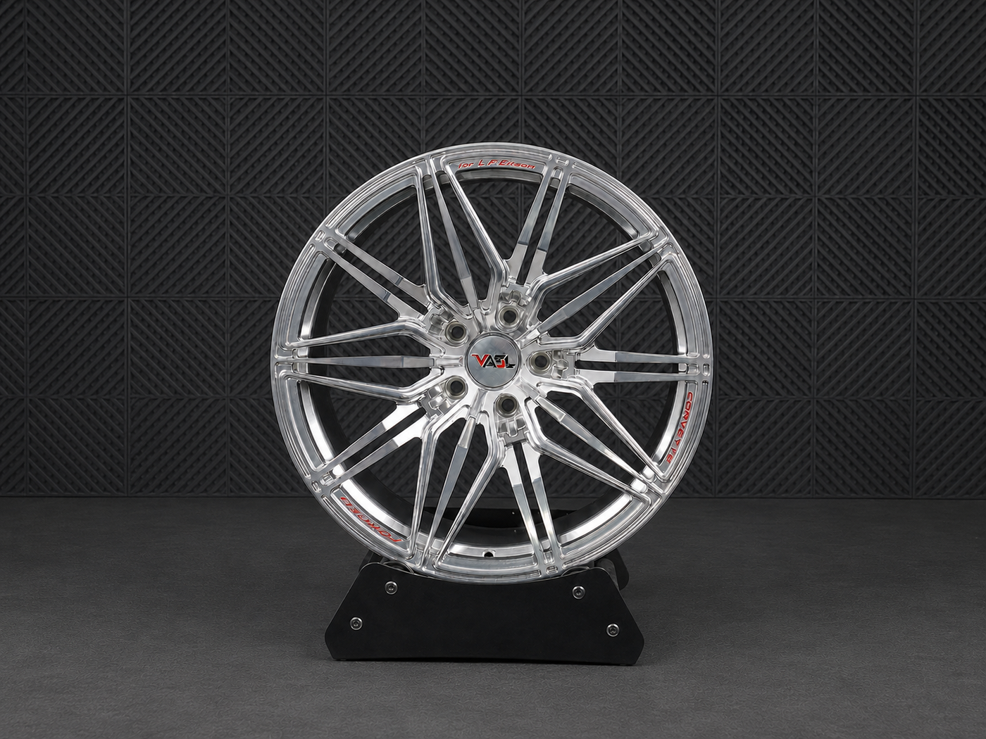 VP30 Corvette C8 Stingray multi-spoke monoblock forged wheels high polished aluminum front view