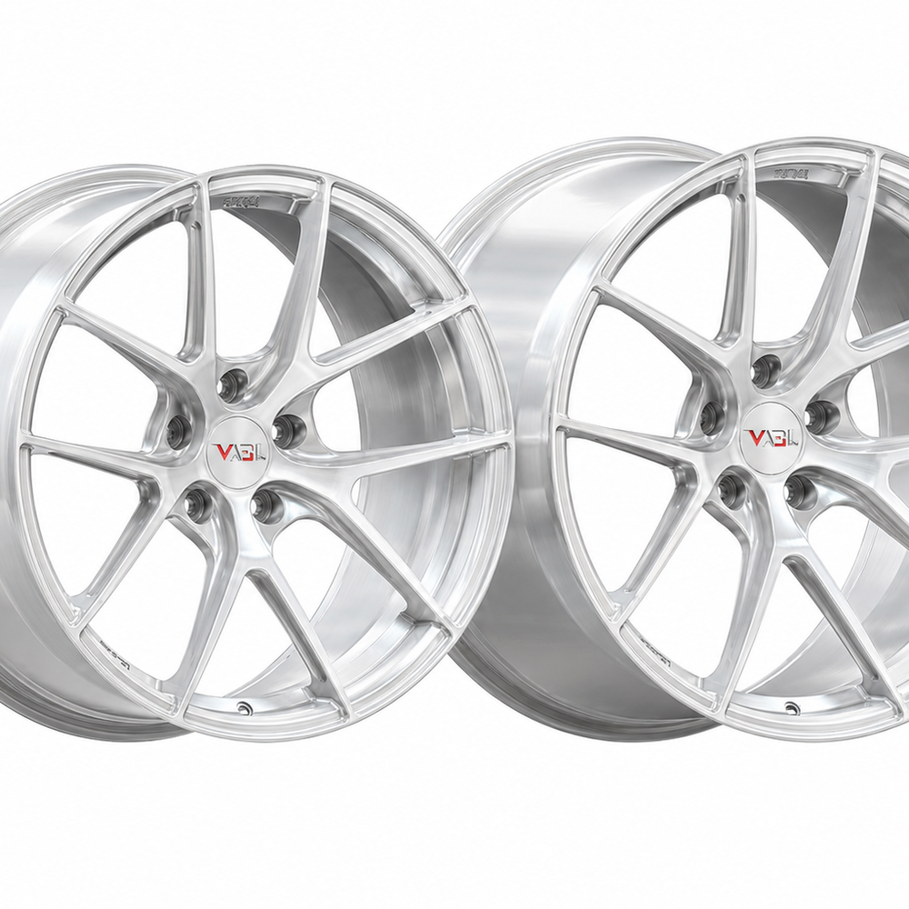 VP31 polished aluminum C8 Z06 forged wheels with a classic deep-concave Y-spoke design