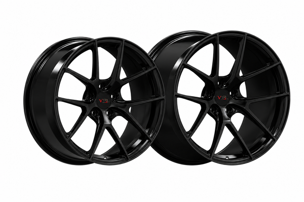 VP31 gloss black custom C8 Corvette Z06 wheels with a performance deep-concave Y-spoke profile
