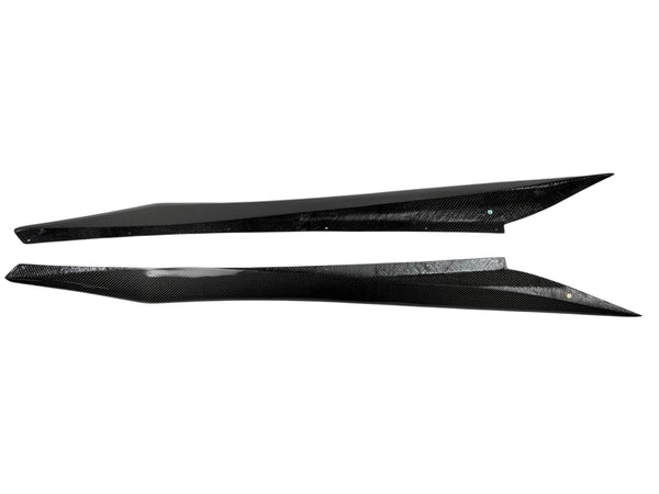 Close-up of 2x2 carbon fiber weave on ZR1 style Corvette C8 side skirts